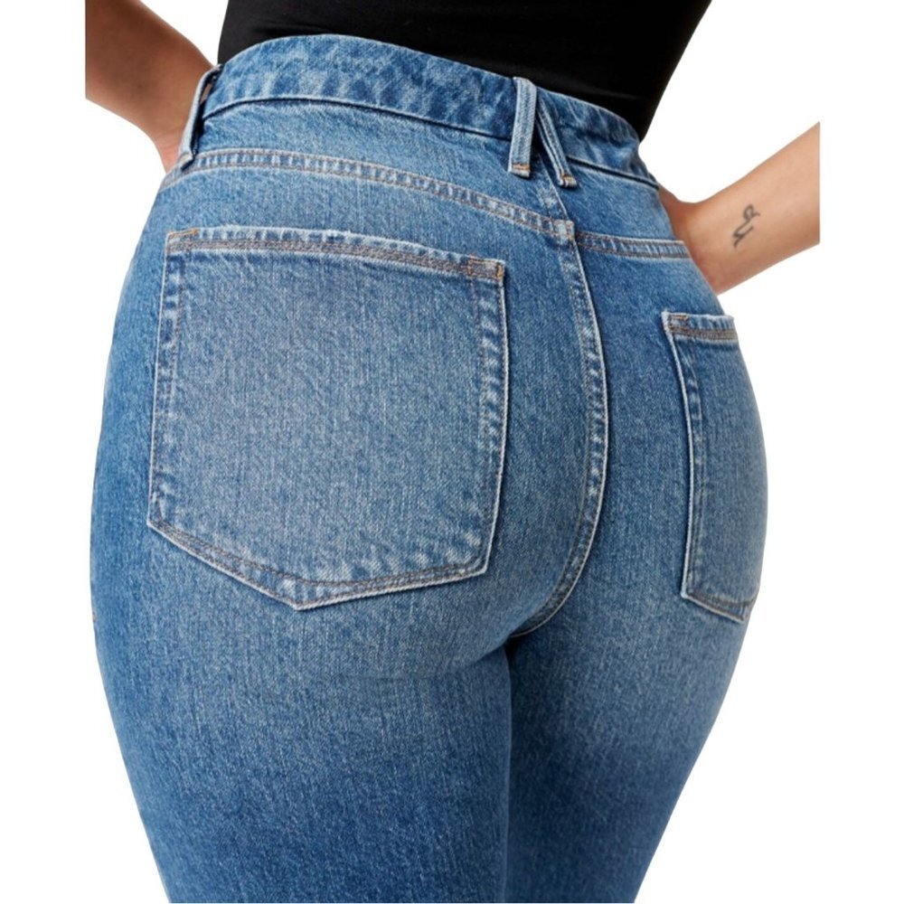 Good American Good Classic Raw Hem Medium Wash Women's 4/27 - Picture 3 of 14